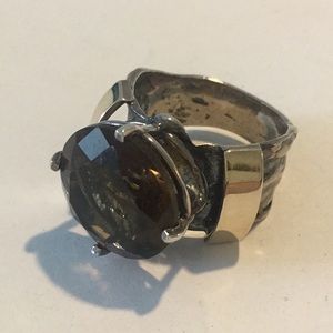 14k Sterling silver smoky quartz ring